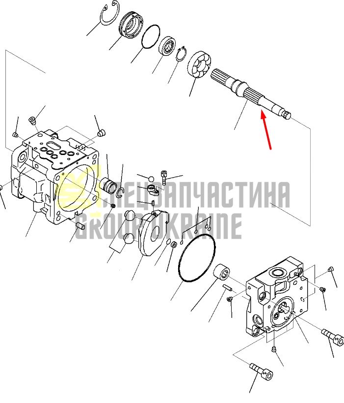 Вал гідронасосу 708-1S-12320 для гідравліки Komatsu LPV28 Handok