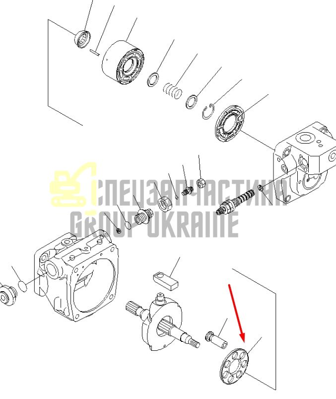 Komatsu 708-1T-13340 Пластина притискна для гідравліки LPV45 Handok