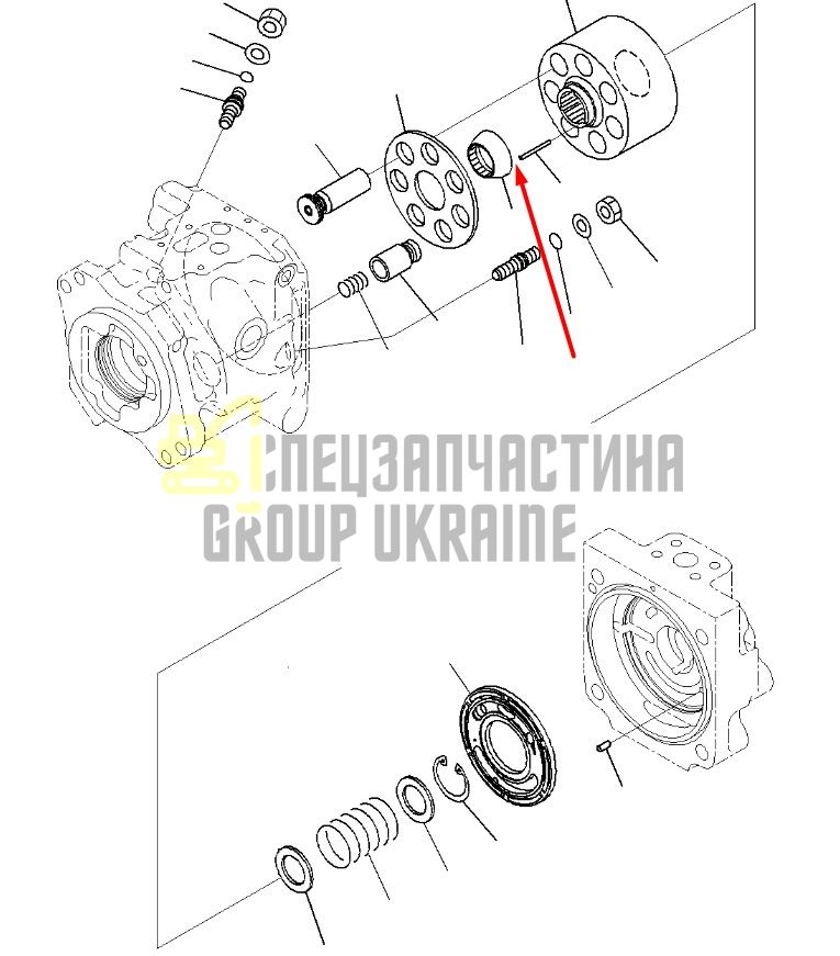 708-1W-43350 Фіксатор направляючої Komatsu PC600, PC650, PC700