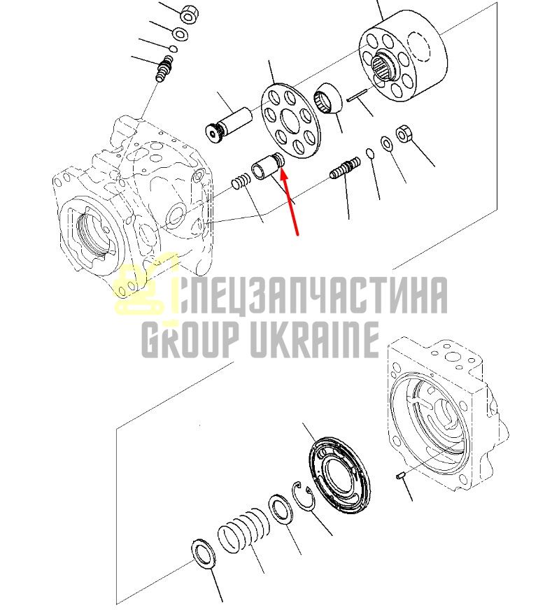 708-1W-44130 Поршень сервоуправління гідронасоса Komatsu PC600, PC650, PC700