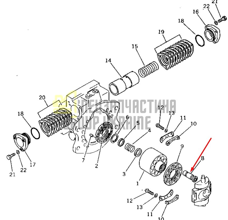 Плунжер 708-21-13352 для гідравліки Komatsu HPV35 Handok