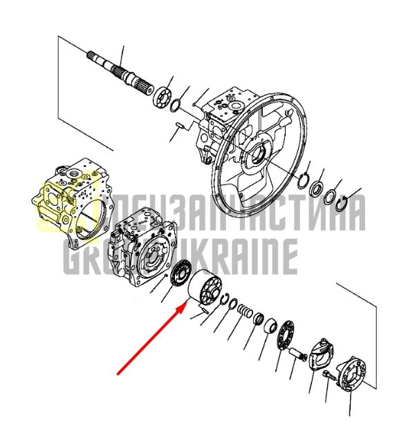 Komatsu 708-2G-04141 Блок циліндрів та розподільна шайба L для гідравліки HPV140 Handok
