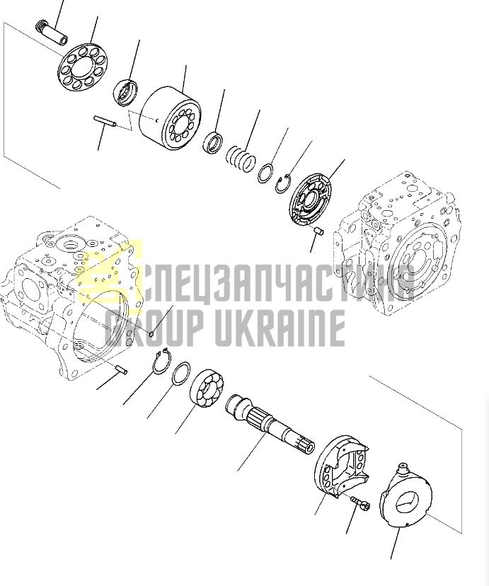 Вал гідронасоса 708-2G-12121, 708-2G-12190 для гідравліки Komatsu HPV140 Handok