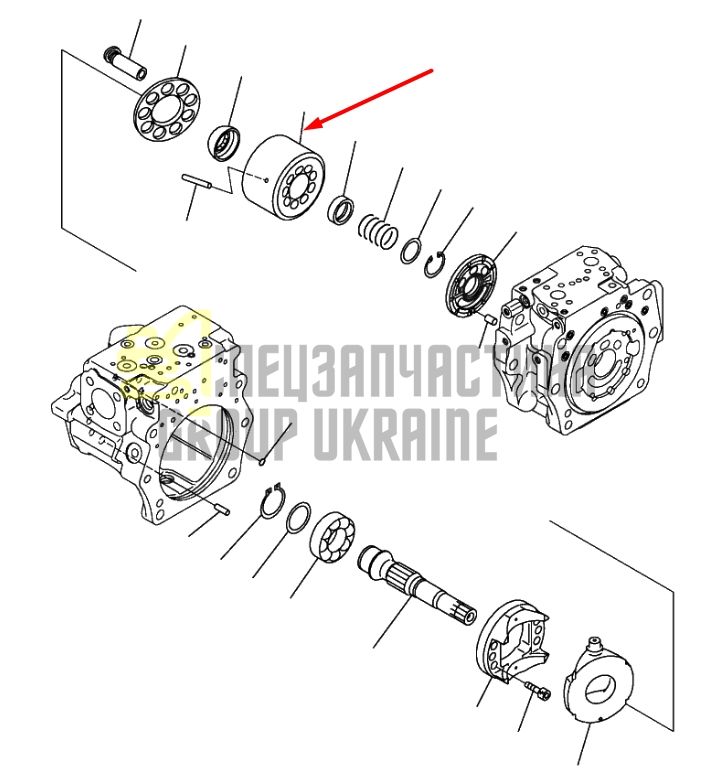 Komatsu 708-2G-13191 Блок циліндрів для гідравліки HPV140