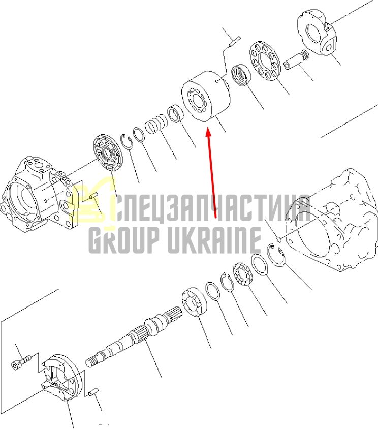 Блок циліндрів 708-2L-04050 для гідравліки Komatsu HPV95