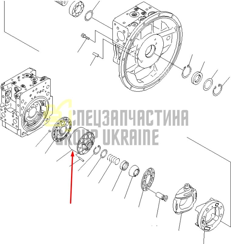 Блок циліндрів та Розподільна шайба L 08-2L-06271, 708-2L-06273 для гідравліки Komatsu HPV112 Handok