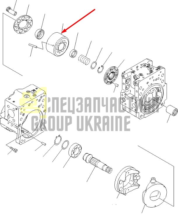 Блок цилиндров и Распределительная шайба R 708-2L-06281 для гидравлики Komatsu HPV112 Handok