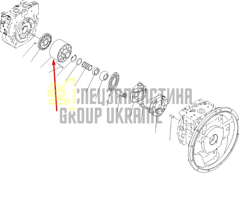 Блок циліндрів 708-3D-04320 для гідравліки Komatsu HPD56 Handok