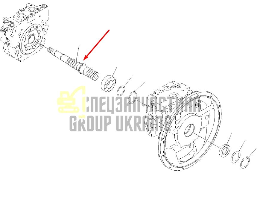 Вал гідромотора 708-3D-12130 для гідравліки Komatsu HPD56 Handok