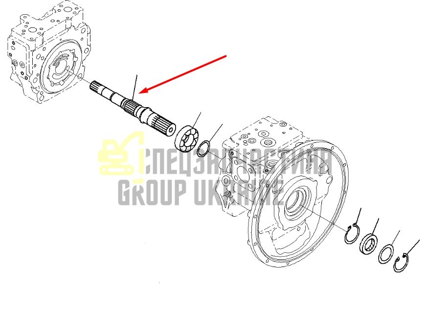 Вал гідромотора 708-3M-12111 для гідравліки Komatsu HPD71 Handok