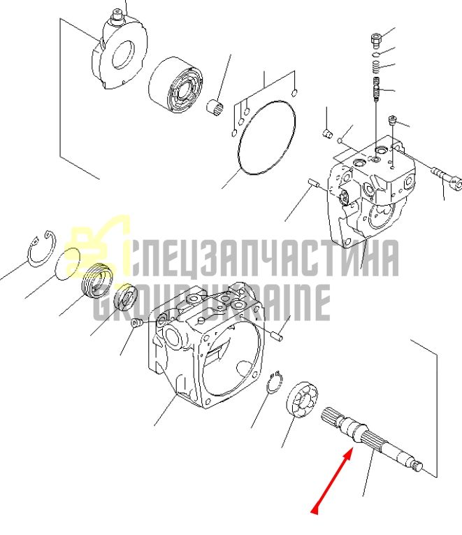 Вал гідронасосу 708-3S-12110 для гідравліки Komatsu LPD25 Handok