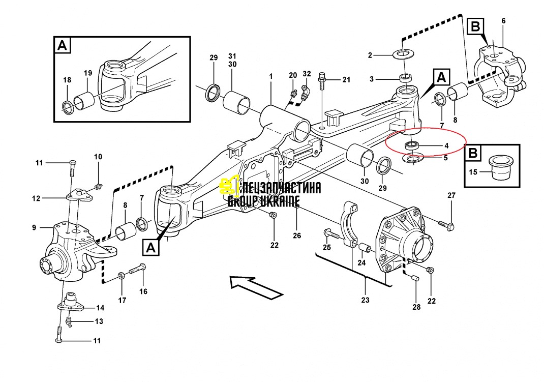 CA0123726 (123726, 3523057M1, 83982416, VOE11709400) Втулка нижня шворня Komatsu WB93/97-S/R