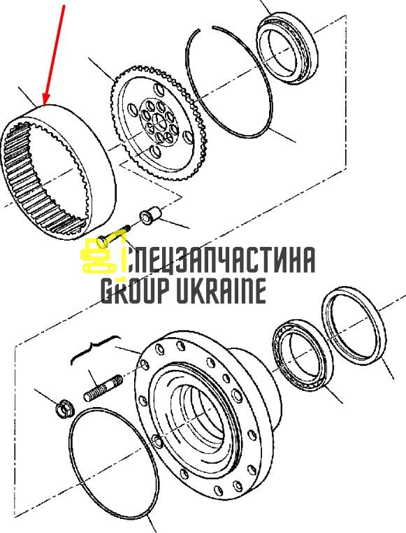 6193410M1 (139738) Шестерня корончаста планетарного (бортового) редуктора Terex 970, 980