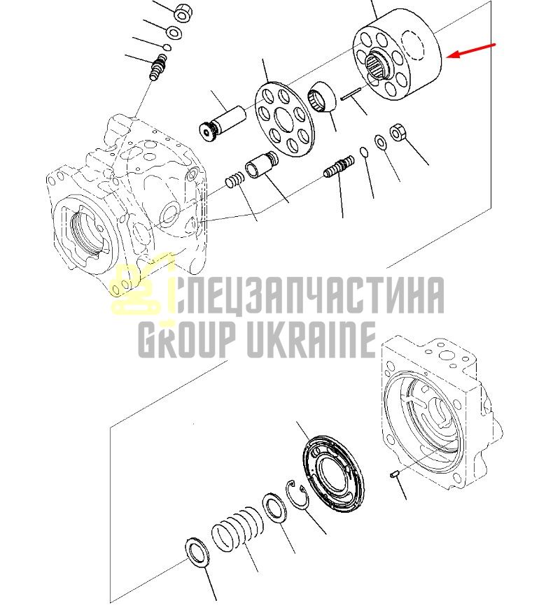 708-1U-13110 Блок циліндрів Komatsu PC600, PC650, PC700