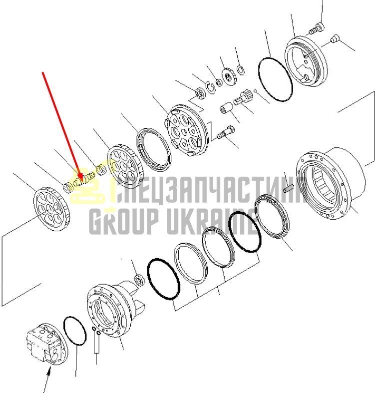 TZ200B1009-01 Колінвал у редуктор ходу Komatsu PC120, PC130