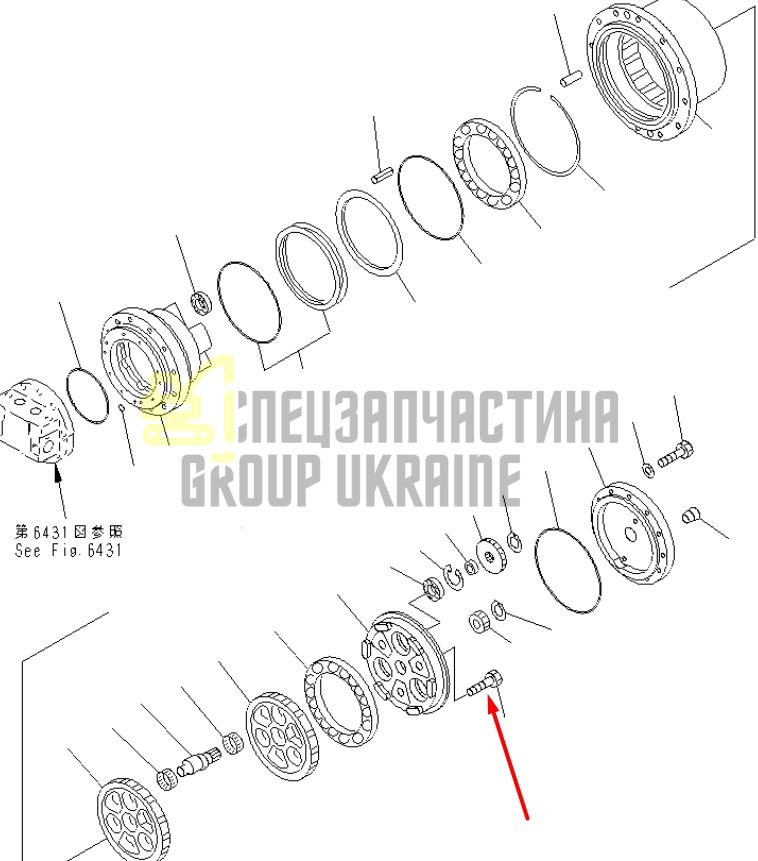 TZ201B1006-00 Вал головної передачі KOMATSU PC120-5