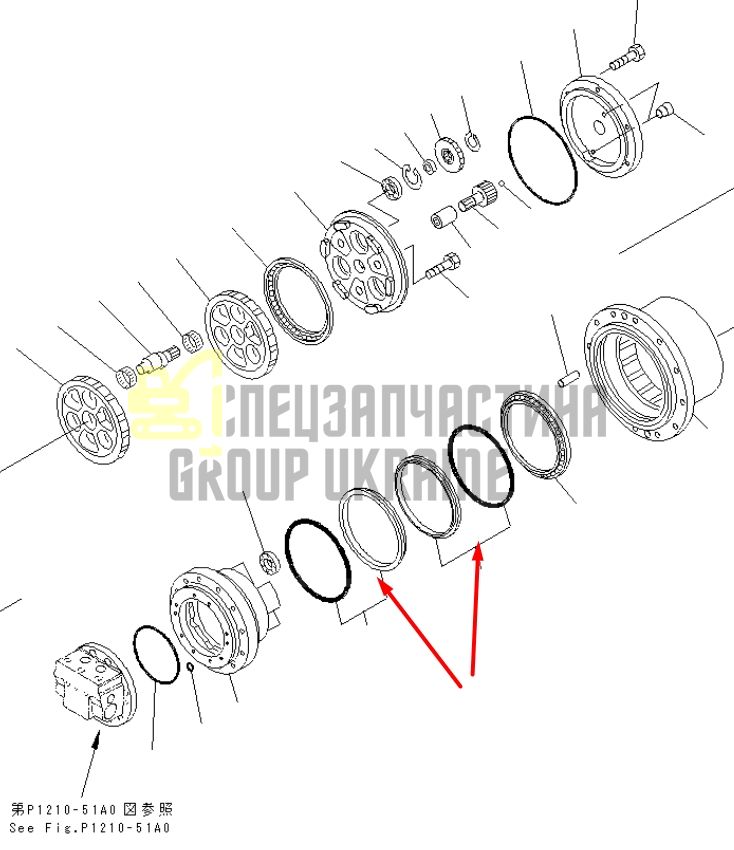 TZES100-250-A Доукон (ущільнення редуктора) Komatsu PPC130