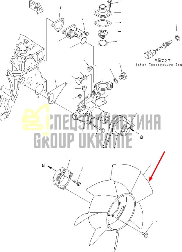 Купити Komatsu YM129612-44742 Крильчатка для двигуна 4D84E екскаватор PC40, PC45