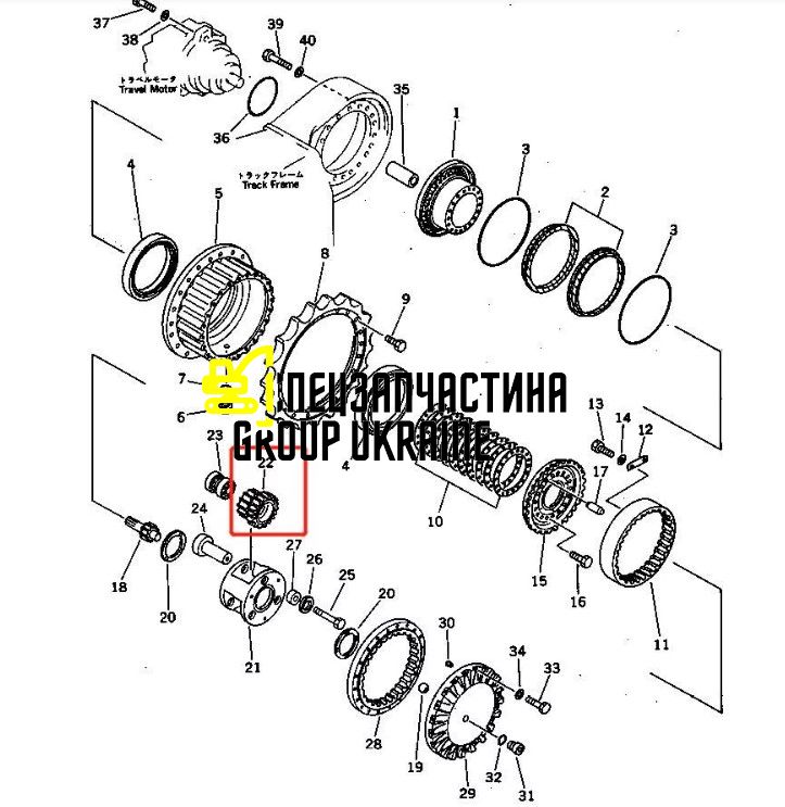 207-27-33171 Вал-шестерня бортового редуктора Komatsu PC300