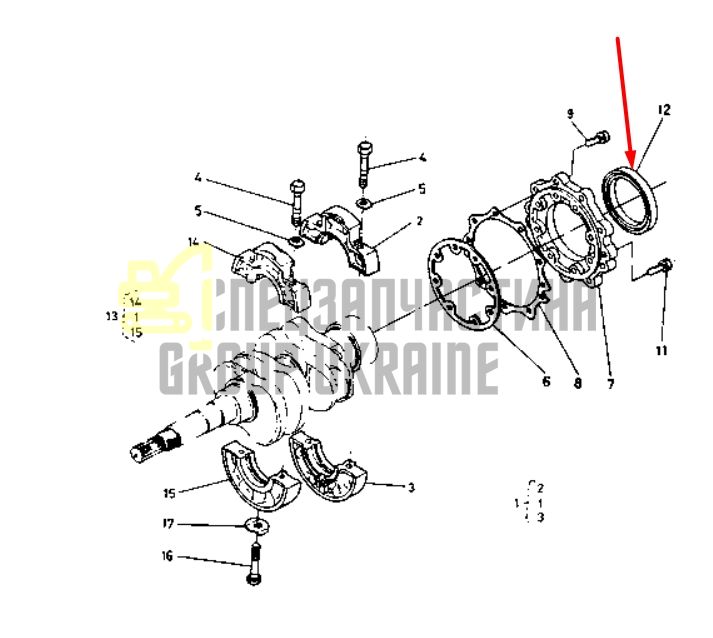 Kubota 0956000007 Задній сальник коленвала для двигунів D722, D750
