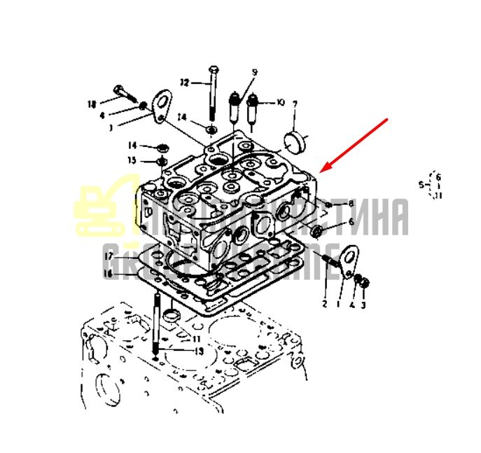Kubota 15261-03043 Головка блоку циліндрів ГБЦ Z500 Без клапанів