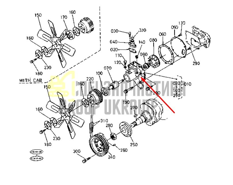 Придбати Kubota 15481-73030 Помпа водяна (насос) для M5950