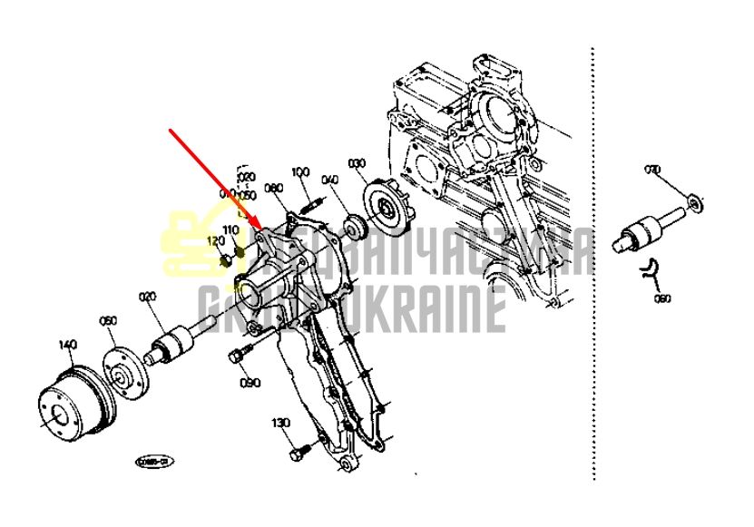 Придбати Kubota 15521-73030 Помпа водяна (насос) для V1202, V1502