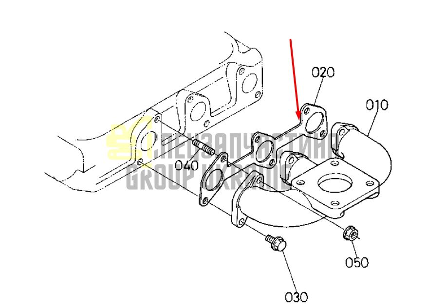 Kubota 15862-12350 Прокладка вихлопного колектора для D722, D782