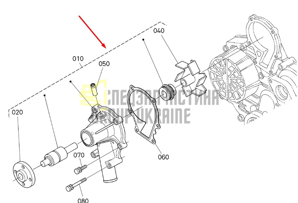 Купити Kubota 16251-73037 Помпа водяна (насос) для V1505, V1305