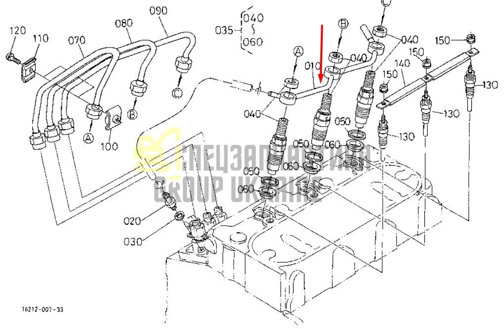 Придбати Kubota 16261-42500 Трубка обратки форсунок для D905, D1005
