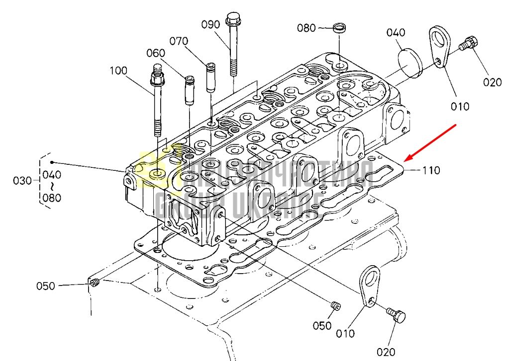 Придбати Kubota 16271-03310 Прокладка ГБЦ для V1305