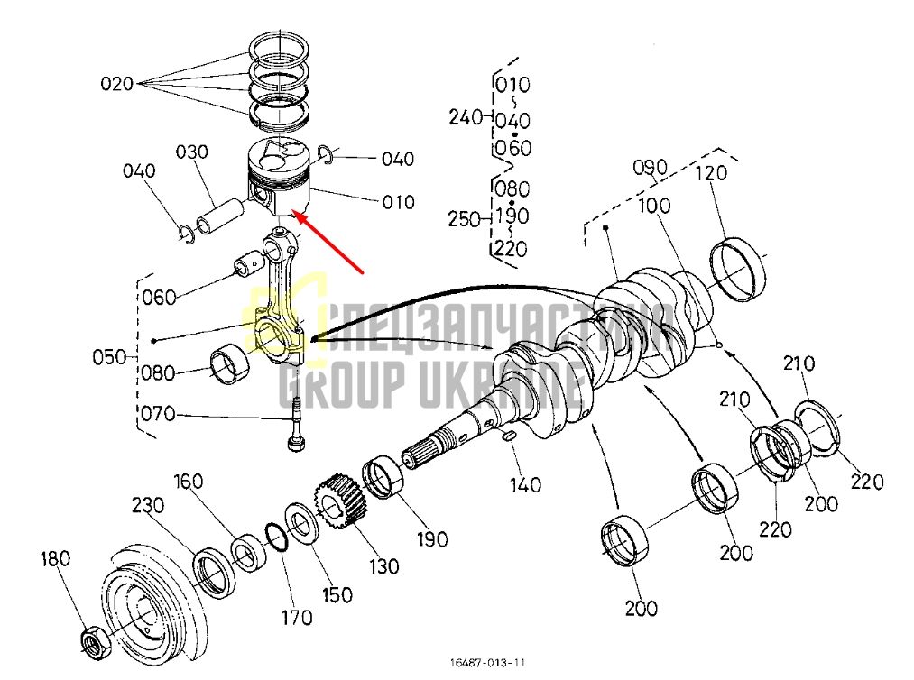 Придбати Kubota 16467-21910 Поршень +0.50мм для D1503 V2003 83.5мм