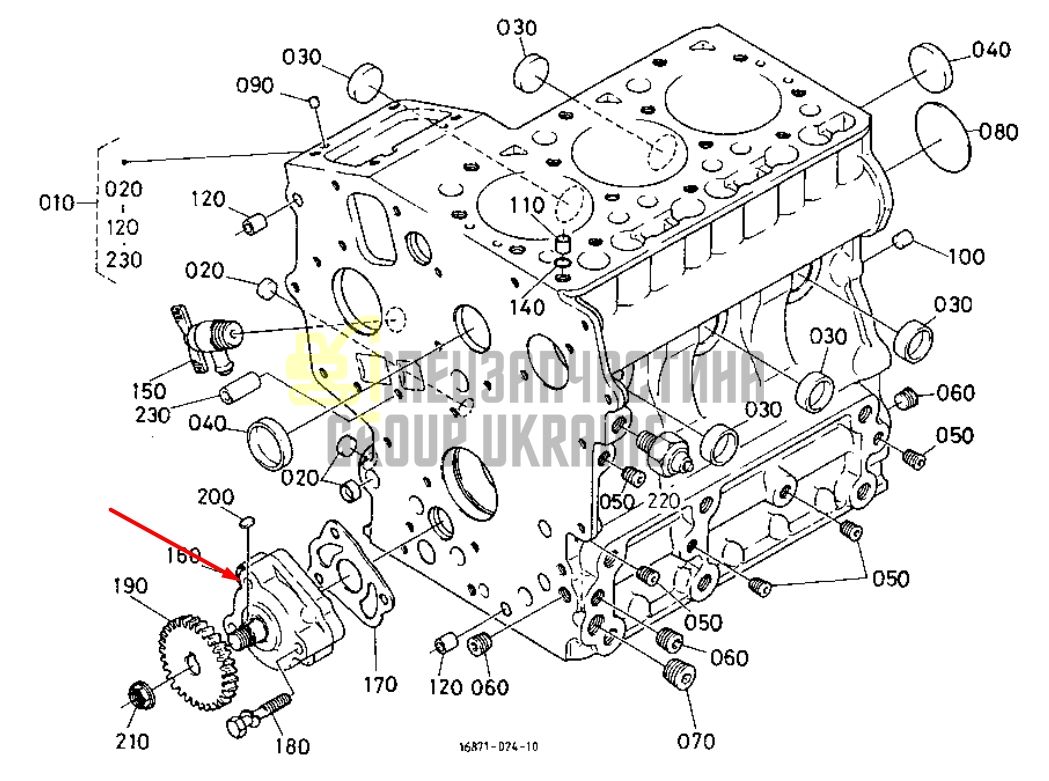 Придбати Kubota 16851-35010 Масляний насос для D722, D782