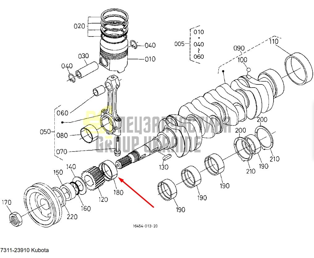 Kubota 17311-23910 Комплект вкладишів 020 для D1102, D1302