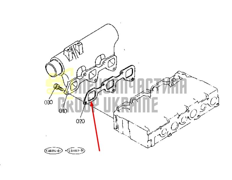 Kubota 17331-11820 Прокладка впускного колектора для L2250, L2600
