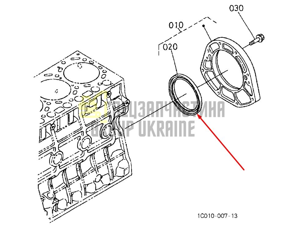 Придбати Kubota 1C010-04460 Задній сальник колінвала для двигунів V3300, V3600
