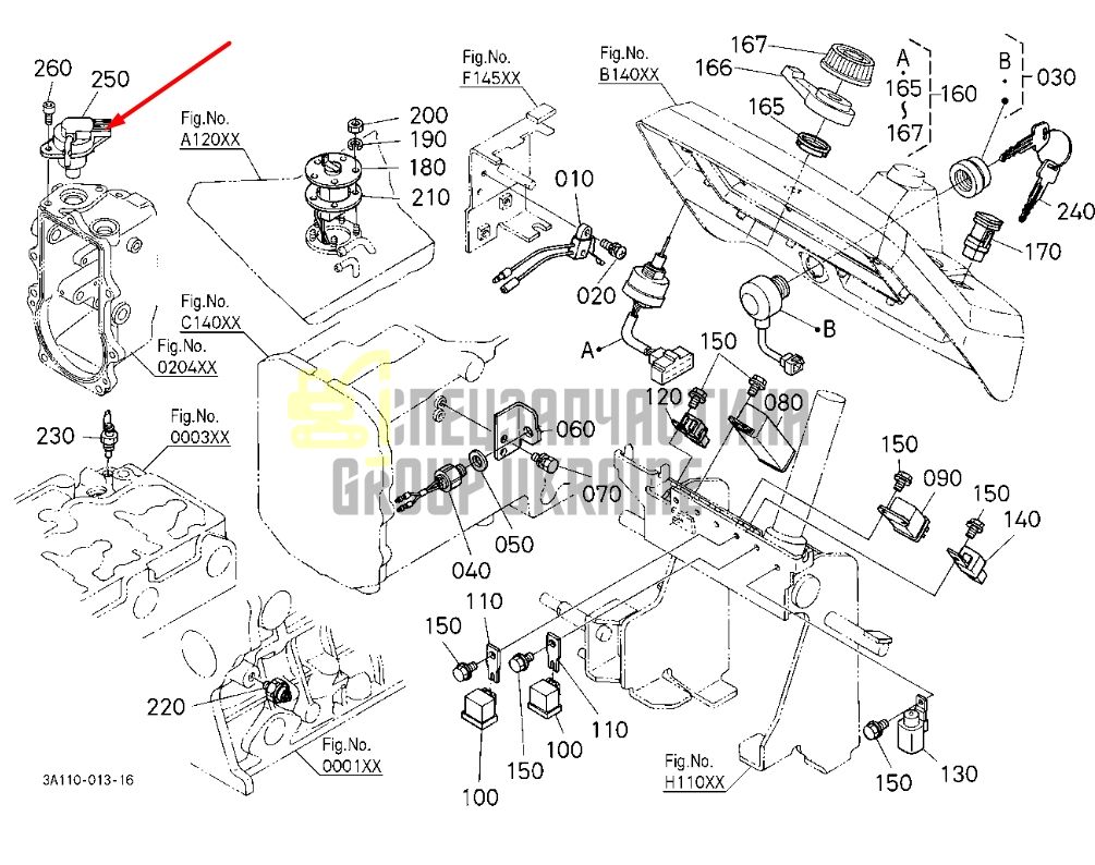 Kubota 1C010-60010 Соленоїд зупинки (глушилка) для V3300
