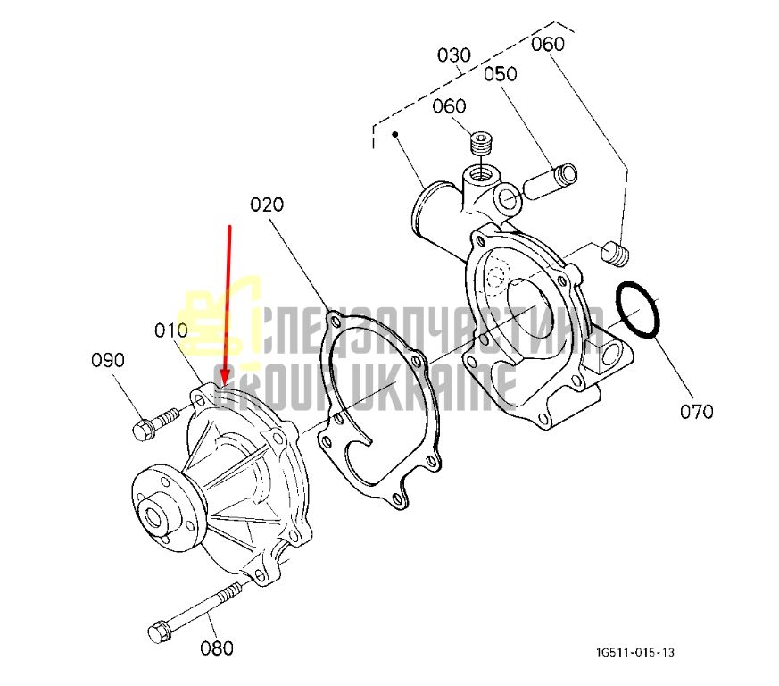 Придбати Kubota 1C010-73031, 1C01073031 Водяний насос для двигуна V3300, V3800