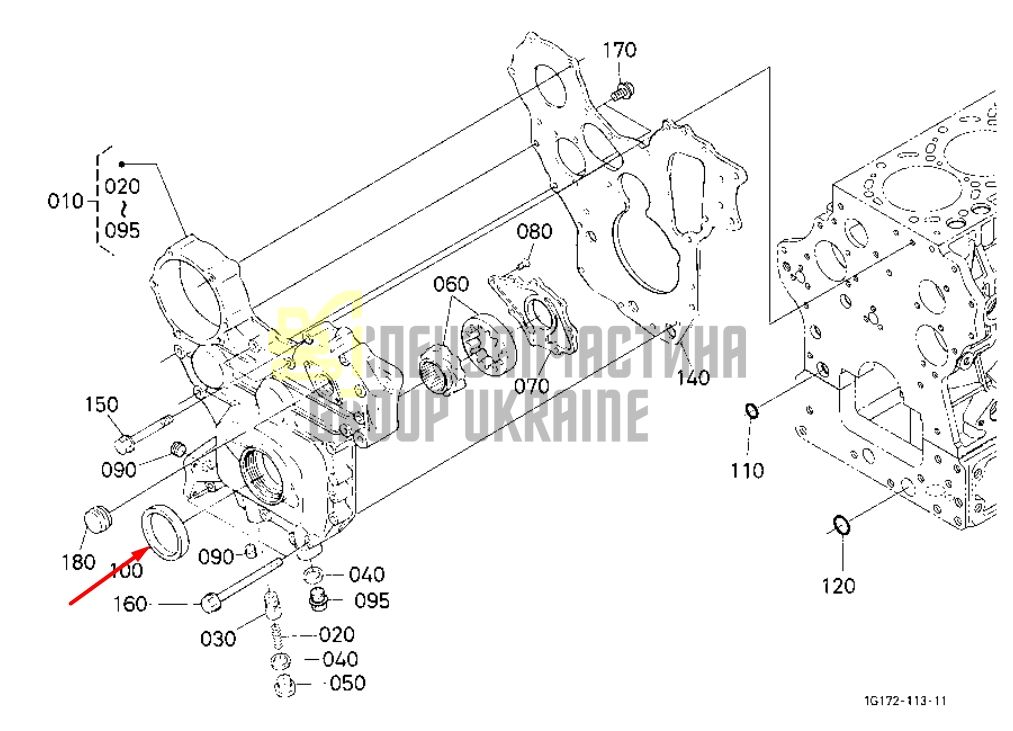 Придбати Kubota 1C020-04140 Передній сальник колінвала для двигунів V3300