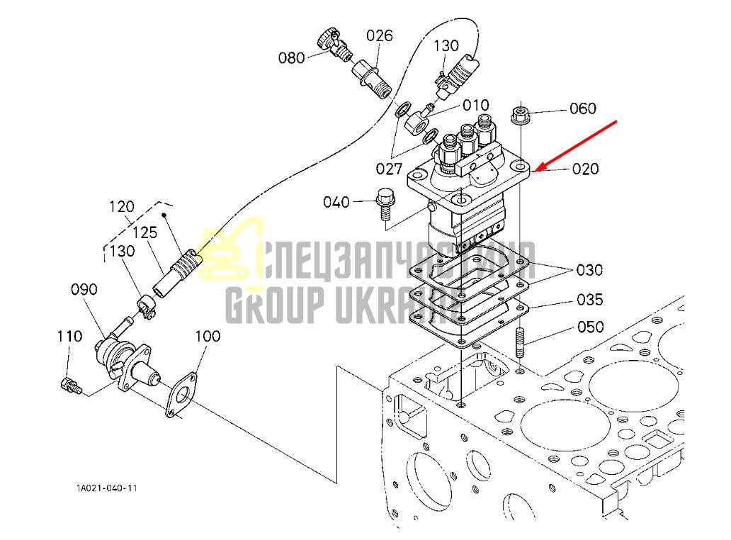 Придбати Kubota 1G702-51012 Паливний насос високого тиску для D1503, D1703, D1803