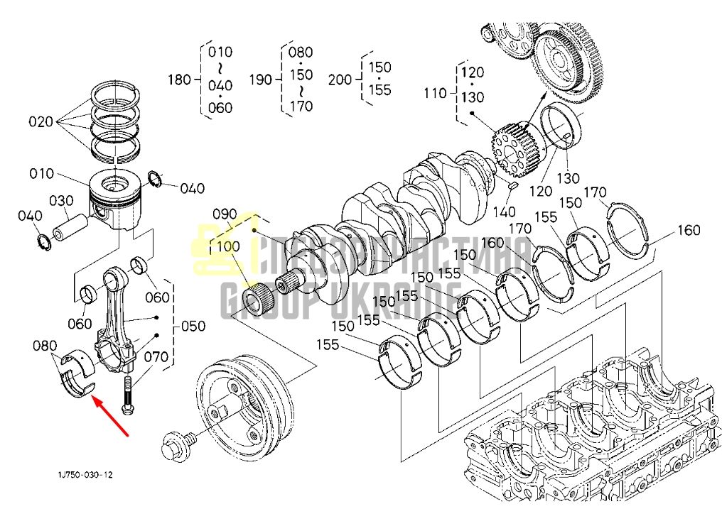 Придбати Kubota 1G772-22970 Вкладиші шатунні +0.25 для V3307