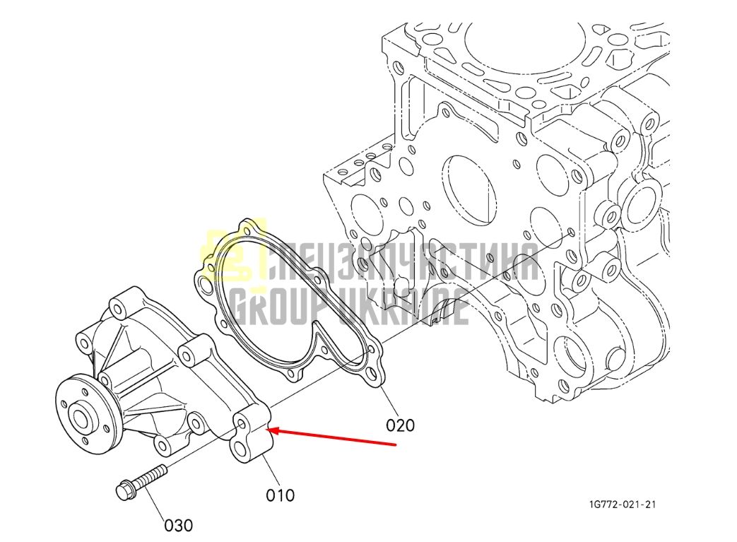 Придбати Kubota 1G772-73030 Помпа водяна (насос) для V33076