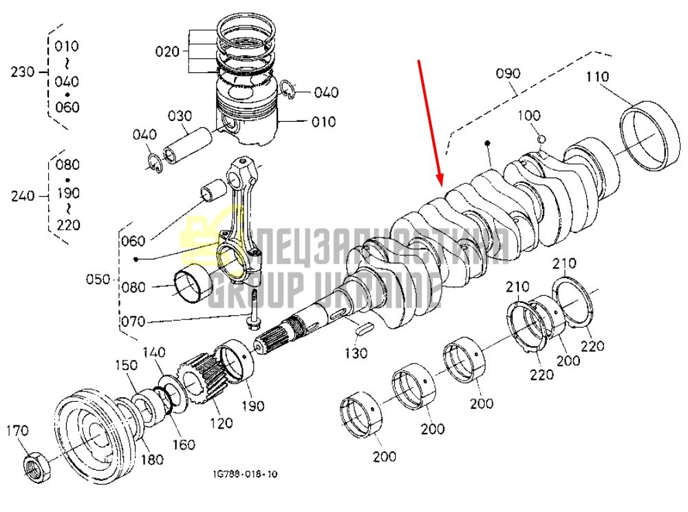 Придбати Kubota 1G790-23012 Колінвал для V2203, V2403