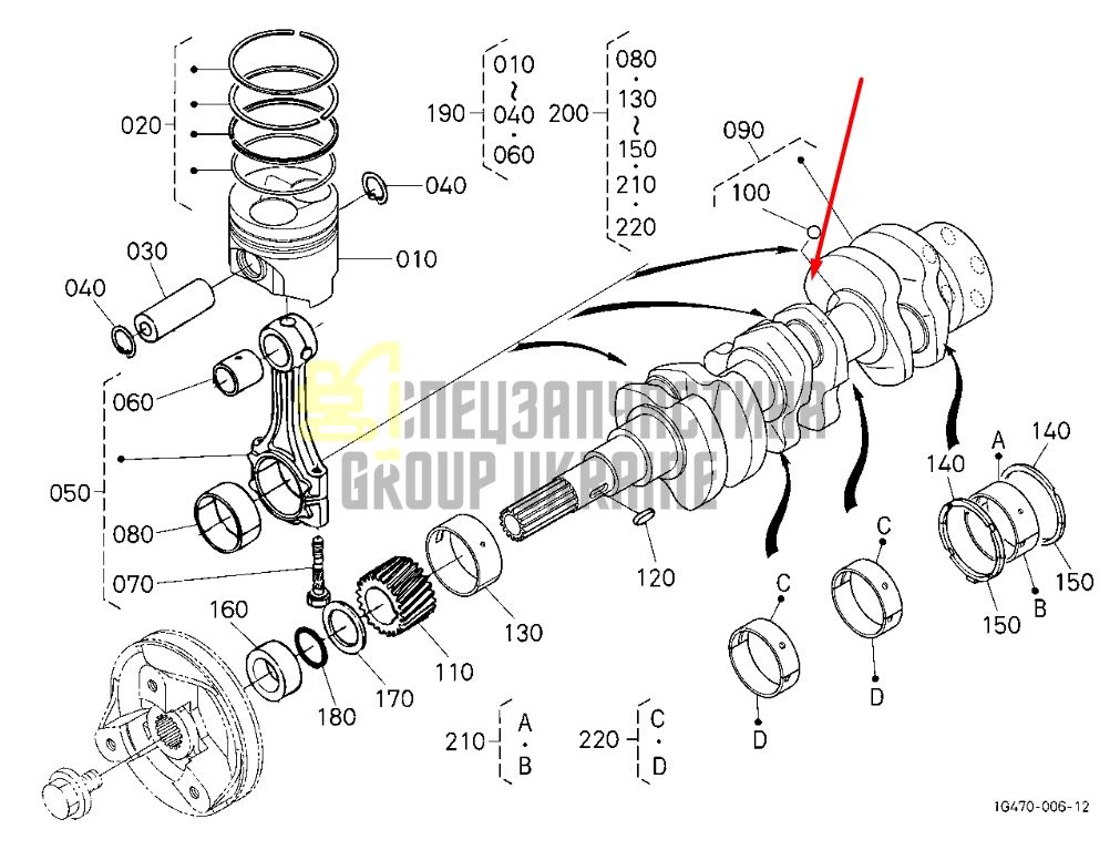 Придбати Kubota 1C010-23012 Колінвал для V3300, V3600