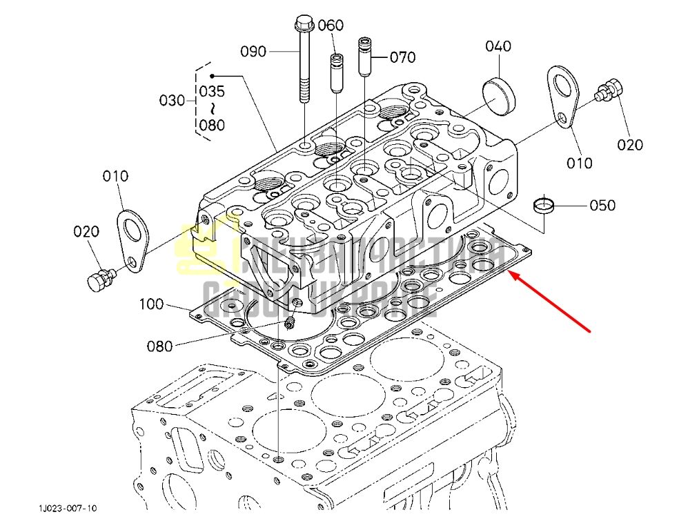 Купить Kubota 1J092-03310 Прокладка ГБЦ для D722