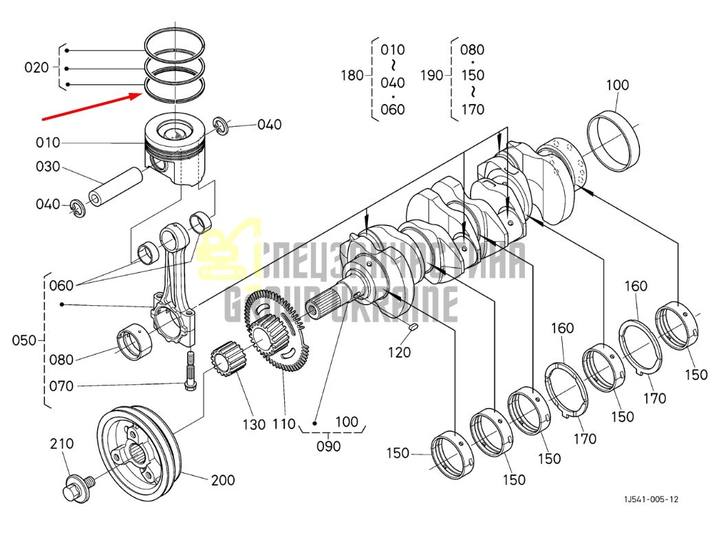 Придбати Kubota 1J500-21050 Кільця поршневі для V3800