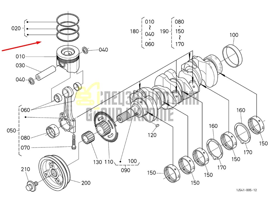 Купити Kubota 1J500-21092 Кільця поршневі +0.50 для V3307, V3800