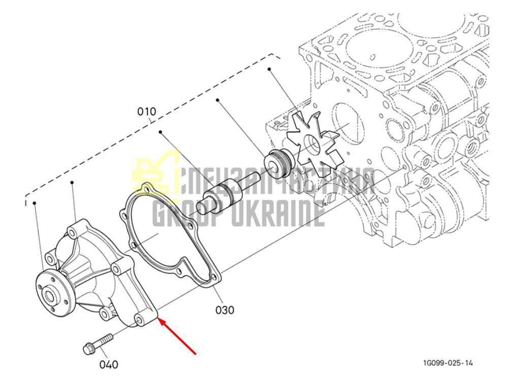 Придбати Kubota 1J700-73030 Помпа водяна (насос) для V2607