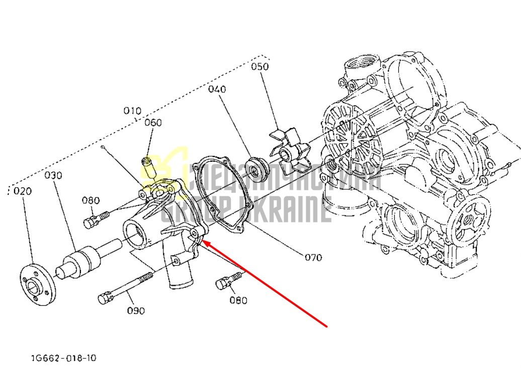 Придбати Kubota 1K576-73032 Помпа водяна (насос) для D1105