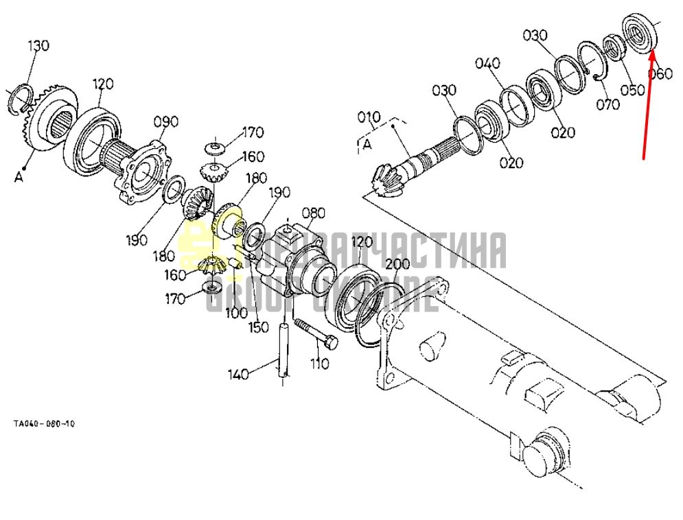 Kubota 34070-12220 Сальник хвостовика переднего моста для L2501, L2900
